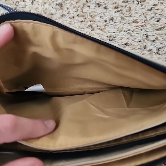 Stone and Co Tan Purse Wallet Adjustable Shoulder Bag Blue Strap - Picture 8 of 10